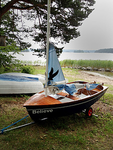 velero, barco, Optimist, verano, Suecia, agua, el archipiélago de Estocolmo