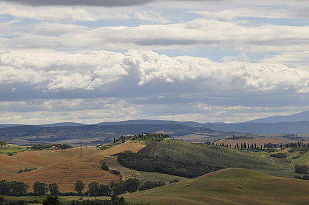 tuscany, italy, landscape, nature, hill, summer, scenics