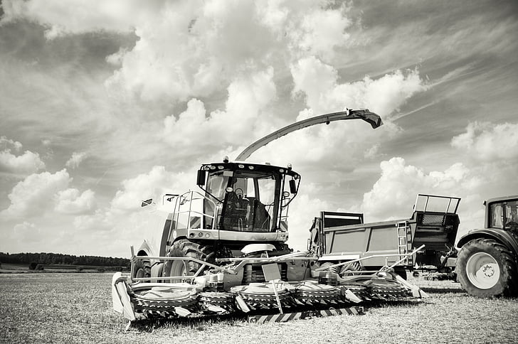 mesin pertanian, menggabungkan harvester, traktor, garapan, panen, bidang, pertanian