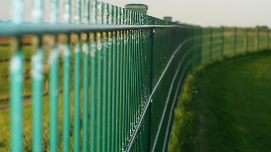 staket, grön, oändliga, barriär, rutnät, gränsen, inhägnad