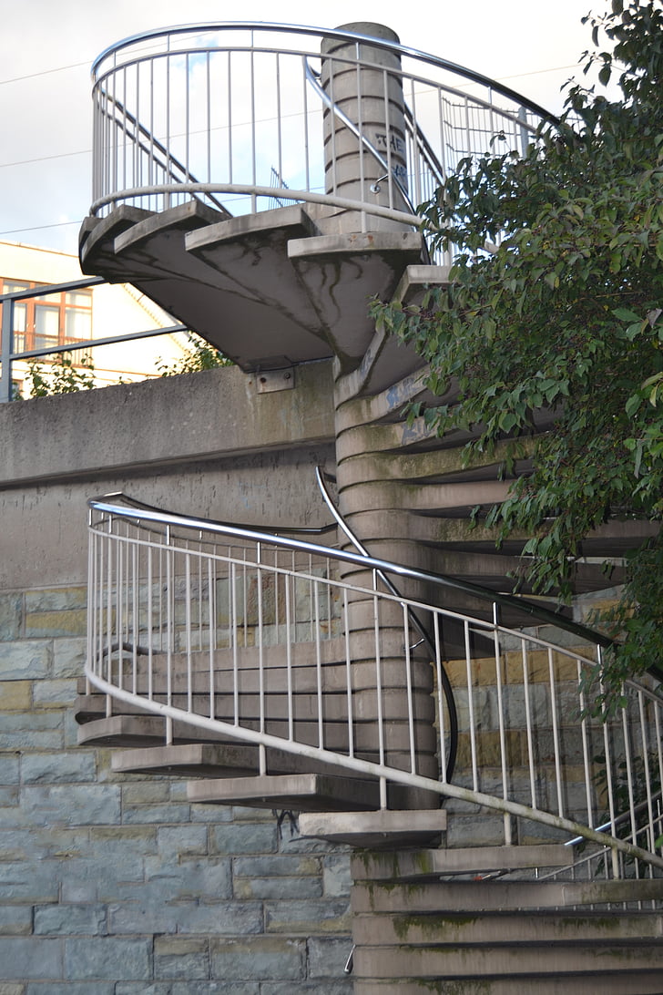 spiralno stubište, stepenice, postupno, spirala, porast, stubište, ograda