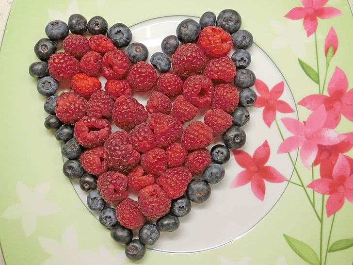 hindbær, blåbær, frugt, sund