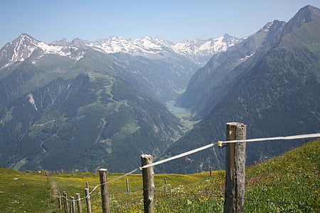 gorskih, počitnice, pogled, Alpski, Zillertal, PK