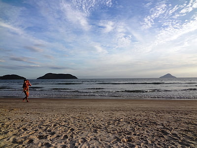 platja, vacances, a peu, exercici, l'estiu, mar de Beira, calor
