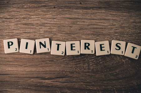 Pinterest, Scrabble, ställa in, sociala medier, marknadsföring, företag, trä