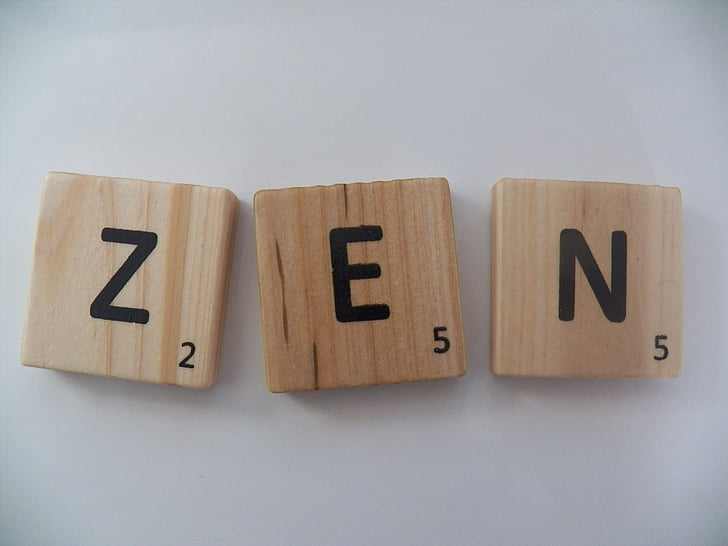 Zen, betűk, szöveg, darab, ábécé, Scrabble