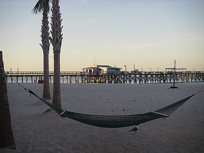 võrkkiik, Beach, Florida, lahe kaldal, Pier, Palm puud, Palm