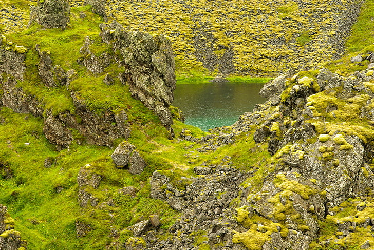 Izland, tó, habok, vulkán