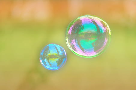 пузырь, пейзаж, отражение
