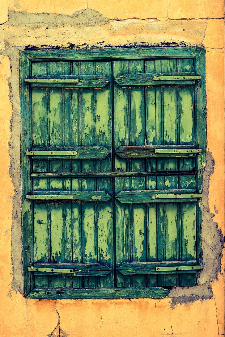 fenêtre de, en bois, vert, mur, Page d’accueil, architecture, traditionnel