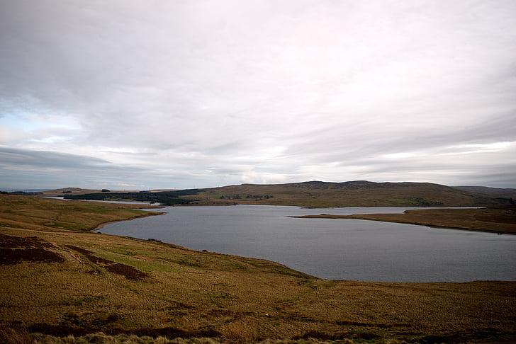 Loch, ezers, ūdens, pakalni, ainava