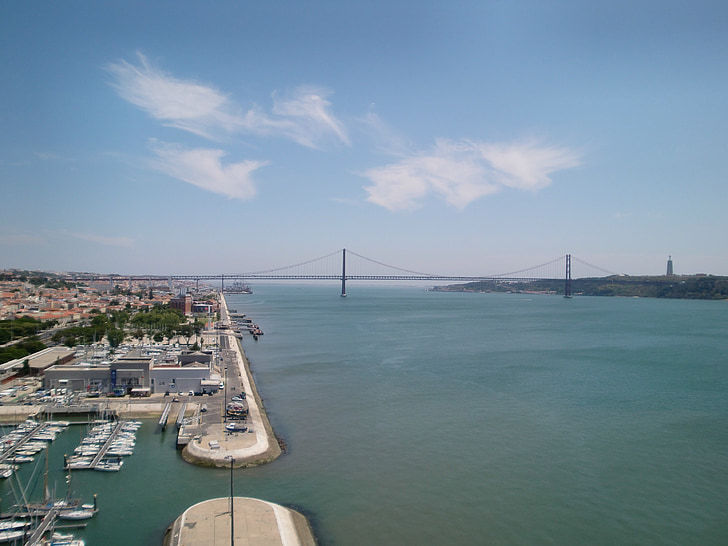 Jembatan, Lisbon, jembatan suspensi, arsitektur, Panorama, tenang, Outlook