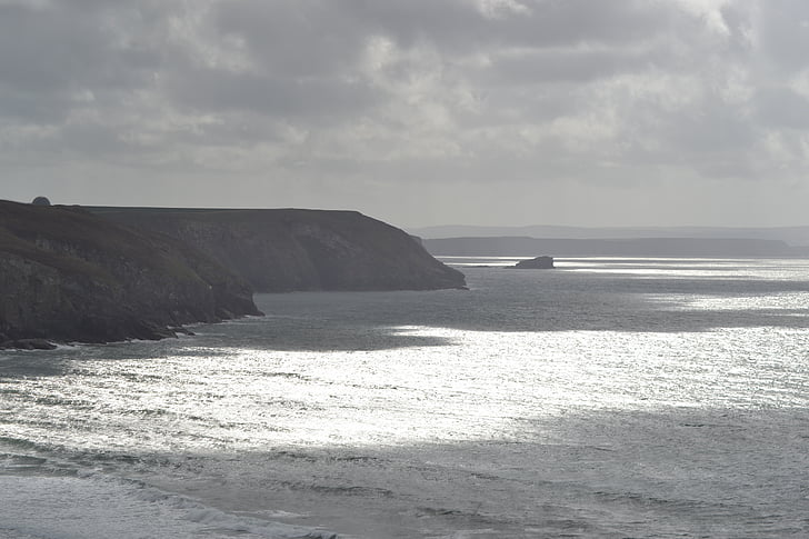England, Cornwall, havet, skuespil af lys, kyst, vand, klipper