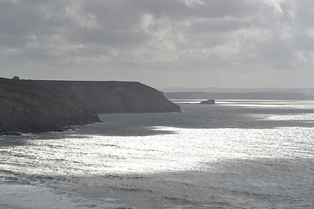 Engeland, Cornwall, zee, speelt van licht, kust, water, kliffen