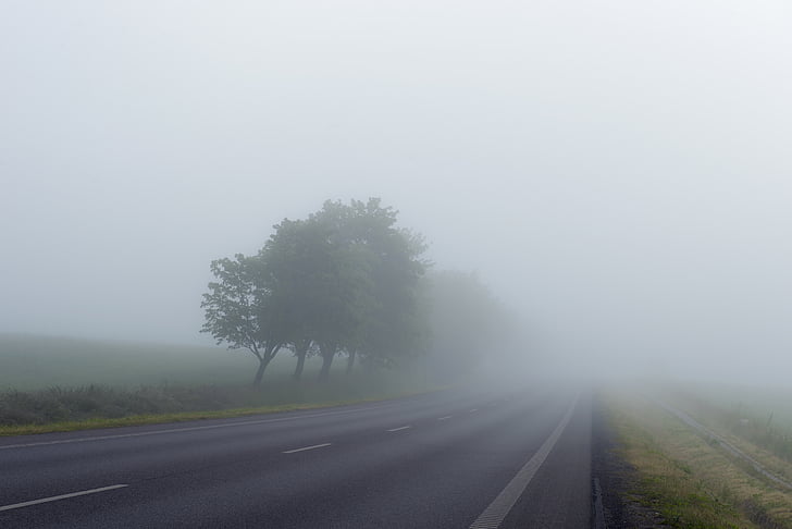 θολό τοπίο, δρόμος, ομίχλη, ομίχλη, μυστήριο, ο δρόμος προς τα εμπρός, καιρικές συνθήκες