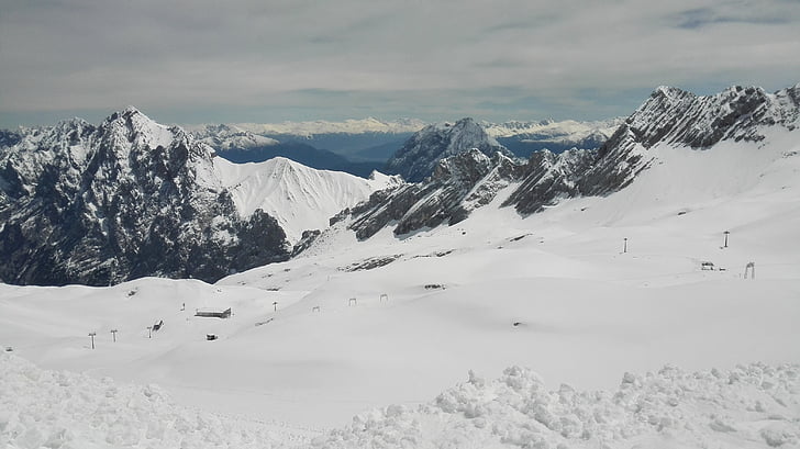 mountains, south germany, zugspitse, snow