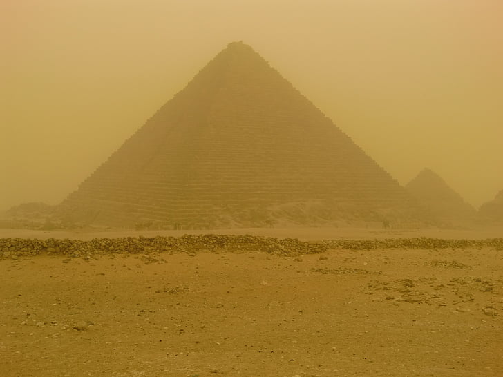 pyramidit, Egypti, Sandstorm, Giza, Kairo, pyramidi, Desert