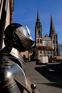 páncél, középkori, székesegyház, Chartres, Franciaország