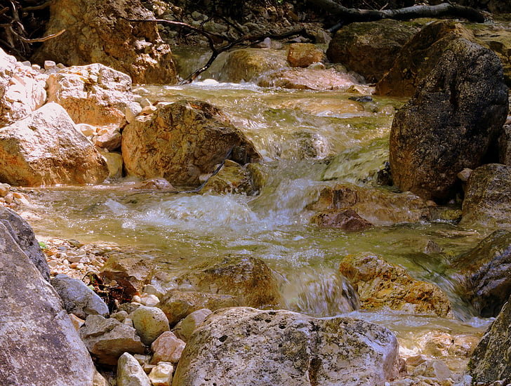 waterfall, water, source, torrent, rock, stone, clear
