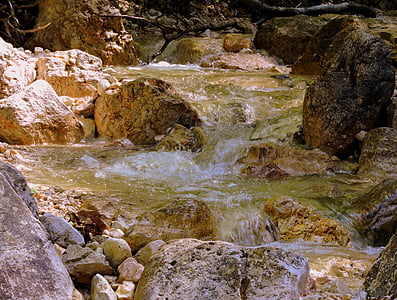 cascada, agua, fuente, torrent, roca, piedra, claro