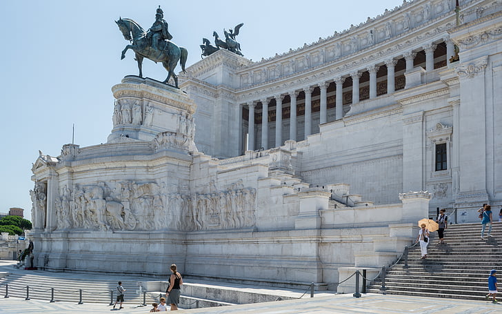 rome, monument to vittorio emanuele ii, the altar of the fatherland, victor emmanuel 2, italy, architecture, famous Place