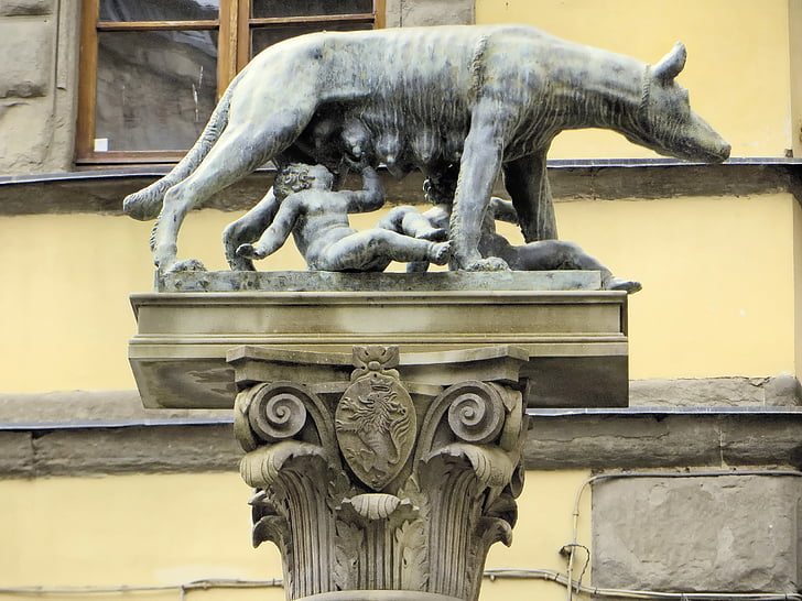 Italia, hennes, kolonne, Hun wolf, Romulus, Remus, statuen