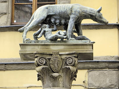Italija, autorystė, stulpelio, ji vilkas, Romulus, Remus, statula
