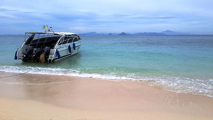 adanın paylaşabiliriz, Krabi thailand, sörf, Deniz, Lagoon, tekne, denizin üzerinde yürüyor