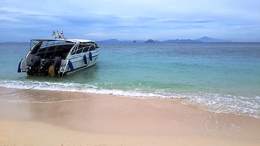 可以共享该岛, 泰国甲米, 网上冲浪, 海, 环礁湖, 小船, 在海上漫步