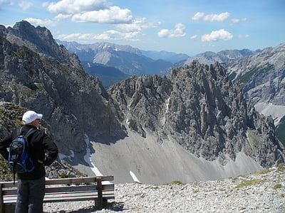 bergstation, hafelekar, Innsbruck, bergwandelen, wandelen, Wanderer, weergave