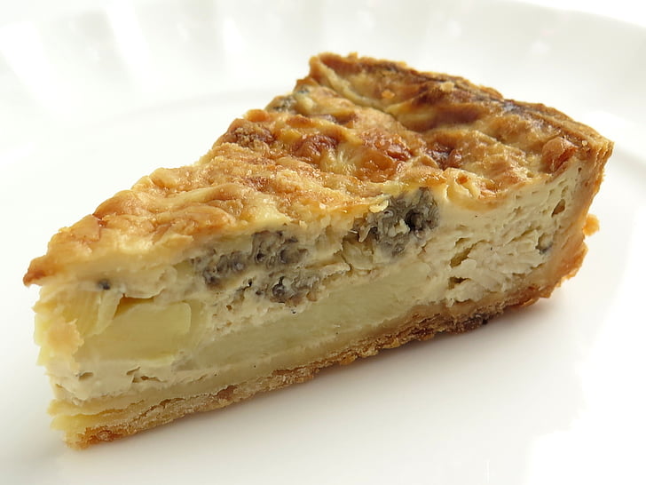 quiche, bamboo shoots, morel mushrooms, cake, spring, egg, onions