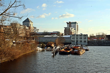 portul motive, Bille, rothenburgsort, Hamburg, hamburgensien, Turnul de apă, zi de toamnă