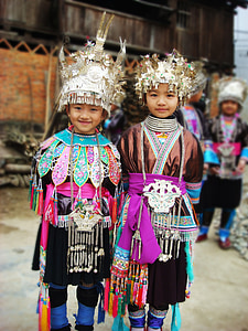 criança, China, Guizhou, minoria