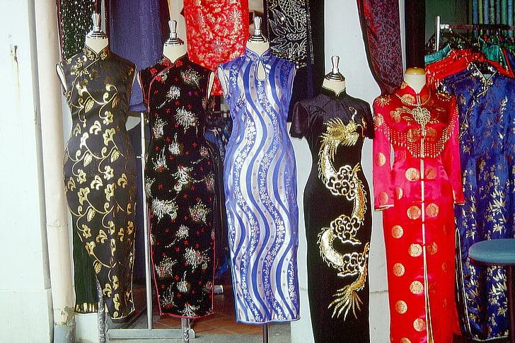 kleidid, akna, Aasia, Värviline, Värv, kleit, Singapur