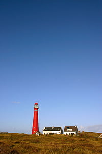 灯台, スヒールモニコーフ, 島, オランダ, 海, 空, 海岸