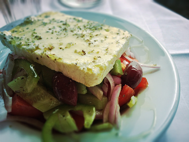Graikiškos salotos, Graikų, salotos, fetos, maisto, sveikas, Dieta
