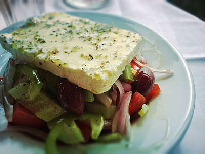 Ensalada griega, Griego, Ensalada, queso feta, alimentos, saludable, dieta