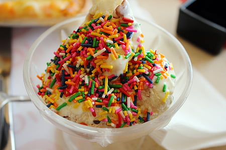ice cream, candy, sprinkles, dessert, colorful candy, sweets, food