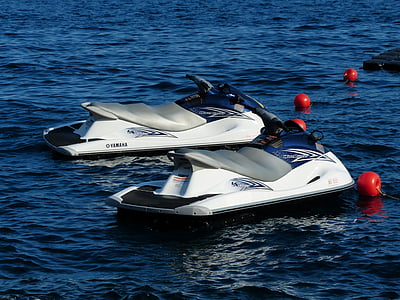 jet ski, perahu pribadi, perahu, air, Boje, ditambatkan, olahraga air