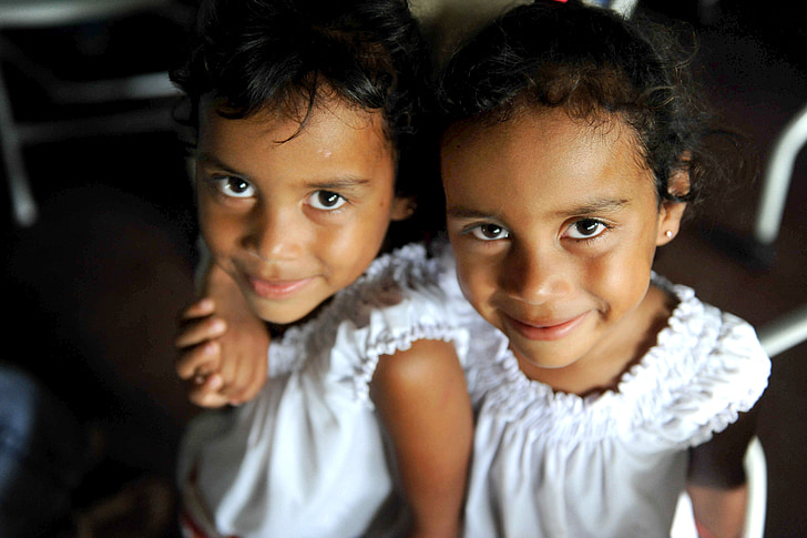 lapset, kaksoset, tytöt, nuori, Nicaraguan, muotokuva, yhdessä