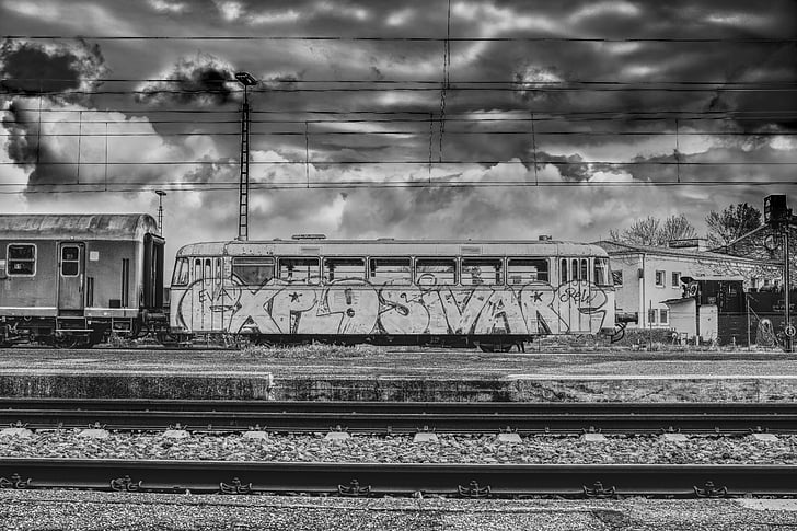 dramatic, train car, wagon, zugabteil, nostalgic, train, railway station