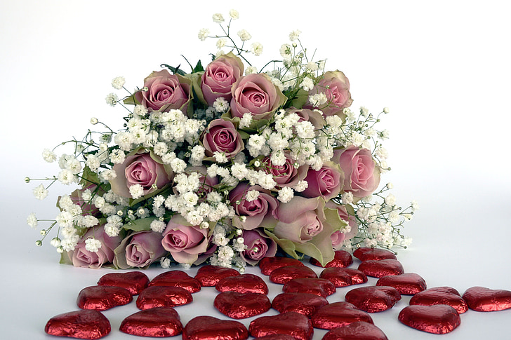 roosid, roosa lill, lilled, roosa, valge, südame, punane