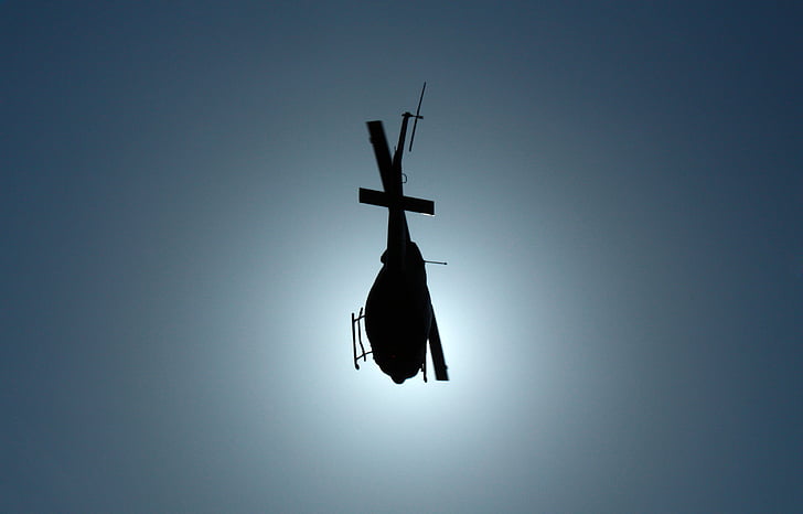 helicòpter, vol, cel, sol, l'aviació, llum del sol