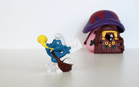 smurf, smurfs, postman schlumpf, figure, toys, decoration, collect