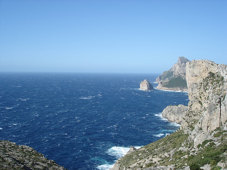 Cliff, Rock, more, majú, Mallorca, creveta la, Zobrazenie
