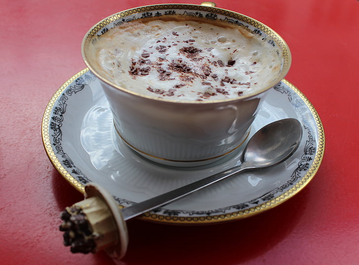 Café au lait, káva, Kavárna, šálek kávy, cappuccino, milchschaum, nápoj