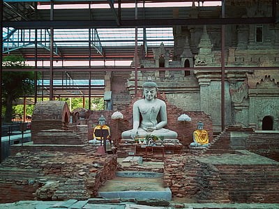 Bouddha, vieux, Myanmar, bouddhisme, l’Asie, statue de, religion