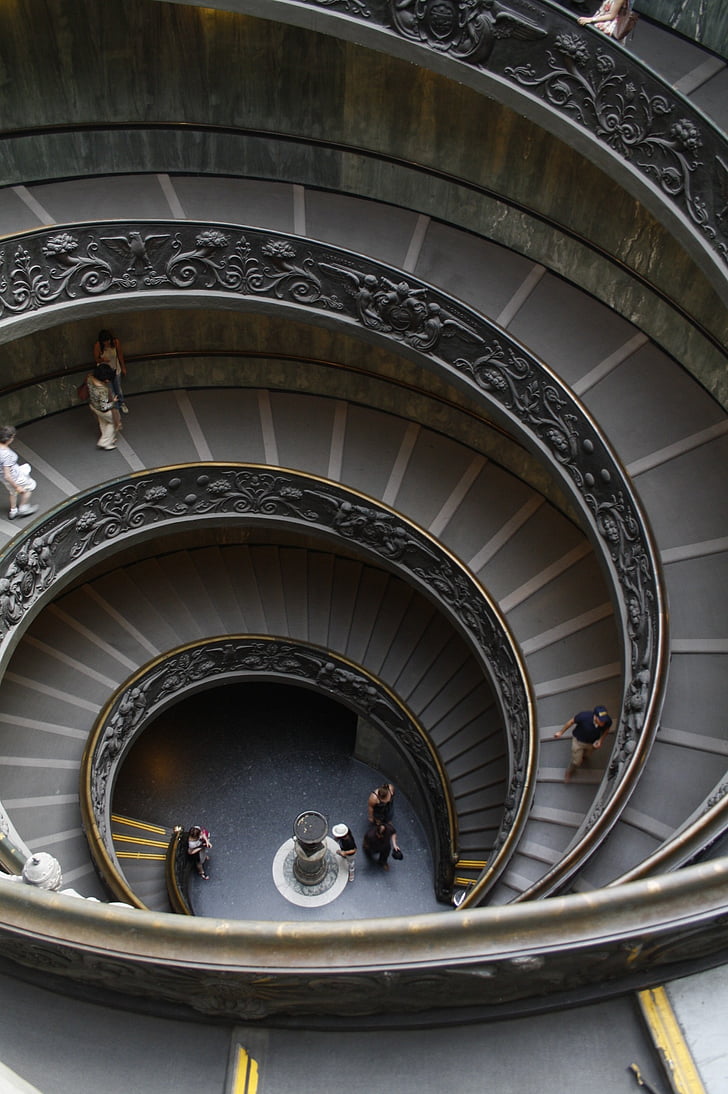 stairs, vatican, rome, italy, staircase, old, architecture