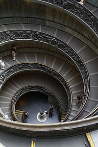 schodiště, Vatikán, Řím, Itálie, schodiště, staré, Architektura
