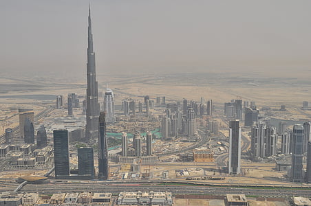 Burj, Khalifa, Dubai, aèria, veure, arquitectura, edificis